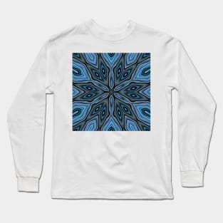 creative shades of turquoise blue floral fantasy in square format Long Sleeve T-Shirt